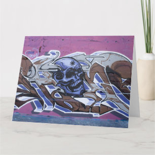 Blue Bonehead Graffiti Card
