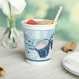 Blue Bongo Drum Music  Paper Cups
