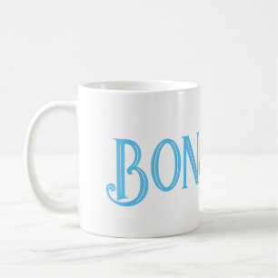 Blue Bonjour White Coffee Mug