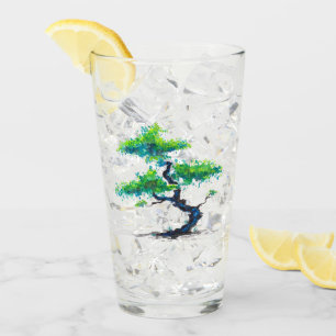 Blue Bonsai Watercolor Glass