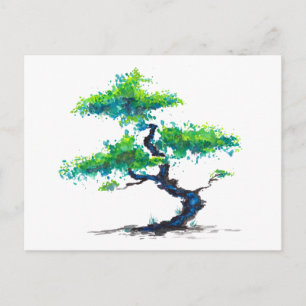 Blue Bonsai Watercolours Postcard