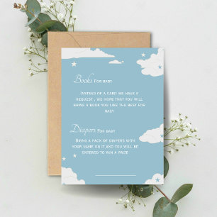 Blue book and diapers for baby boy baby shower  invitation