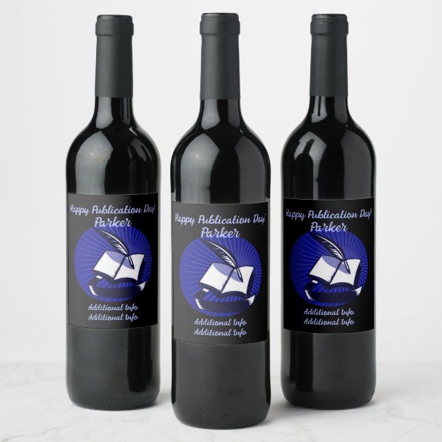 Blue Book And Quill Wine Label (Bottles)