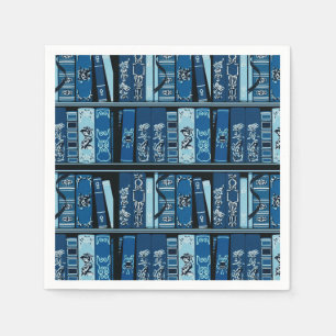 Blue Book Shelves Vintage Books  Napkin
