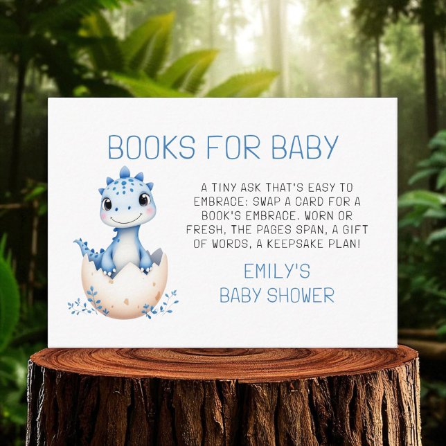 Blue Books For Baby Boy Dinosaur Shower Enclosure Card (Creator Uploaded)