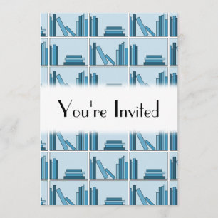 Blue Books on Shelf. Invitation