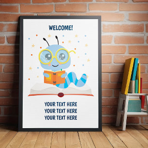 Blue Bookworm Theme Poster