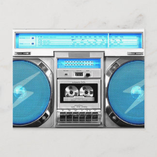 Blue boombox postcard