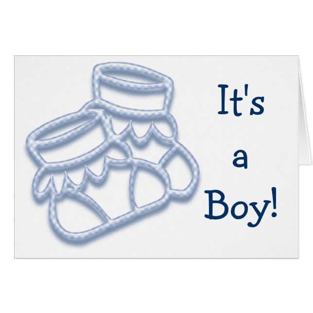 Blue Booties Greeting Card - It's a Boy! (Front Horizontal)