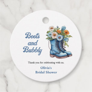 Blue Boots and Bubbly Blue Western Bridal Shower  Favour Tags