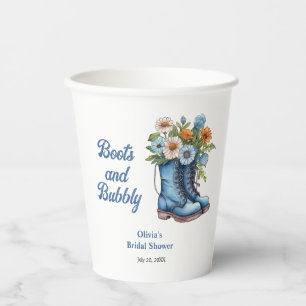 Blue Boots and Bubbly Blue Western Bridal Shower  Paper Cups