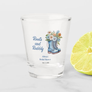 Blue Boots and Bubbly Blue Western Bridal Shower Shot Glass
