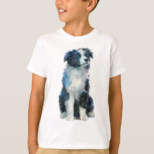 Blue Border Collie Puppy Portrait Kids T-Shirt