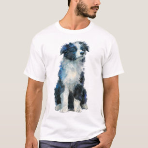 Blue Border Collie Puppy Portrait Men T-Shirt