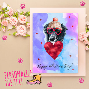 Blue Border Collie Valentine's Day Gift Dog Holiday Postcard