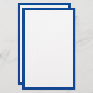 Blue Border Edge Solid White Plain Custom Colour Stationery