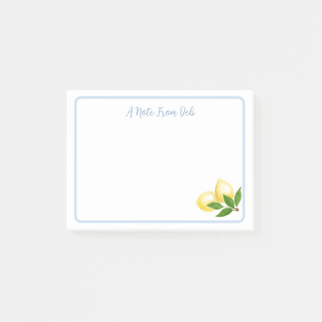 Blue Border Handpainted Amalfi Lemons NAME Post-it Notes (Front)