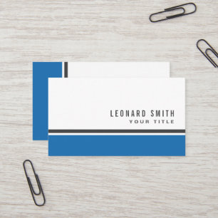 Blue border modern stylish white professional business card
