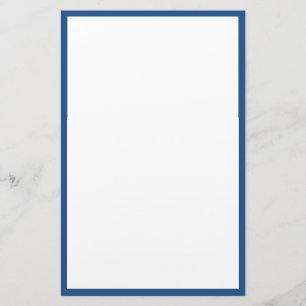 Blue Bordered Edges Solid White Background Stationery