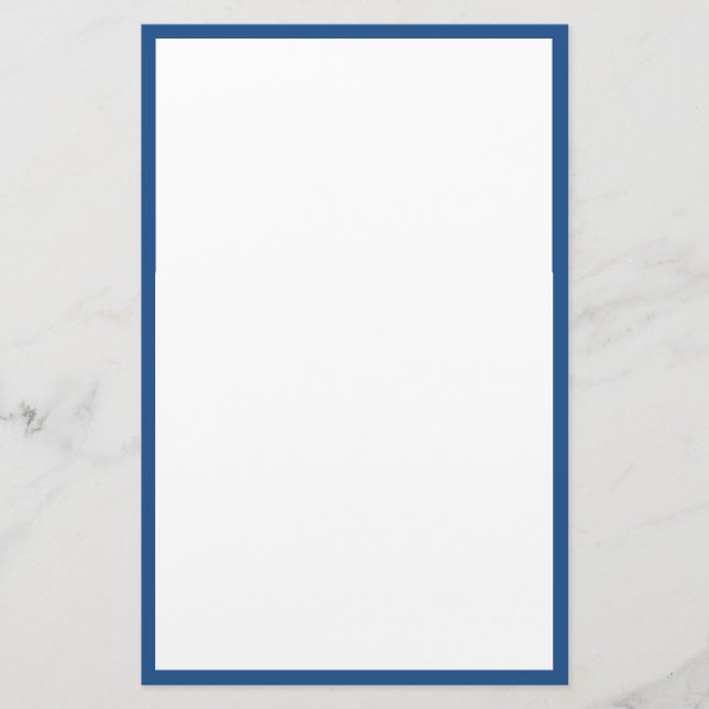 Blue Bordered Edges Solid White Background Stationery (Front)