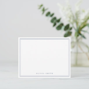 Blue borders minimalist personalized Stationery Card
