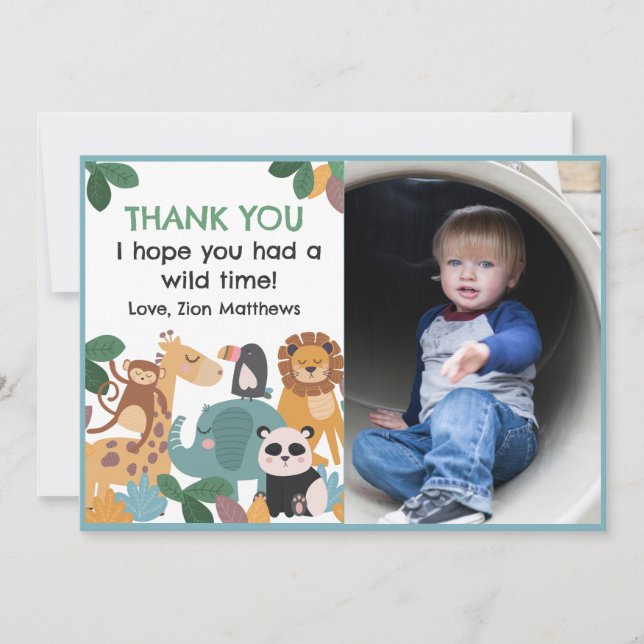 Blue Born Two Be Wild Flat Thank You Card (Front)