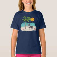 Blue Boston Terrier At A Tropical Summer Beach