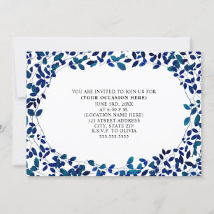 Blue Botanical All Purpose Generic Party Invitation