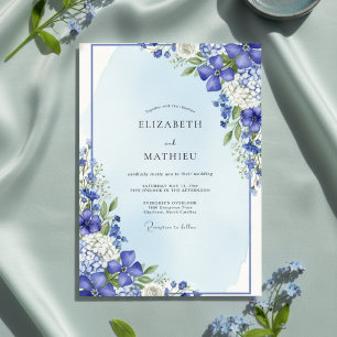 Blue Botanical Bloom Wedding Invitation