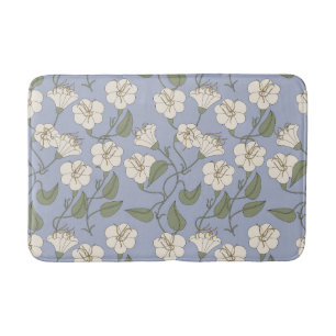 Blue Botanical Cottagecore Floral Bath Mat