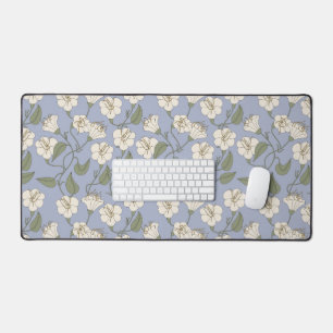 Blue Botanical Cottagecore Floral Desk Mat