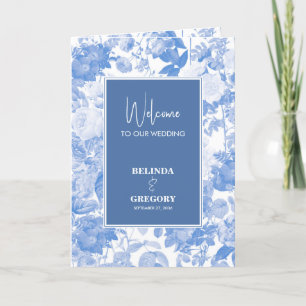 Blue Botanical Florals Wedding Order of Service Program