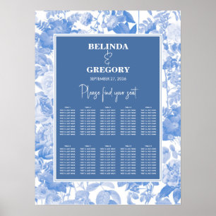 Blue Botanical Florals Wedding Seating Chart
