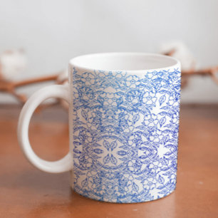 blue Botanical flower Gradient on white decorative Coffee Mug