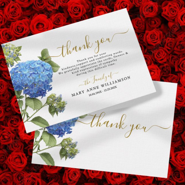 Blue Botanical Funeral Thank You Card (Creator Uploaded)