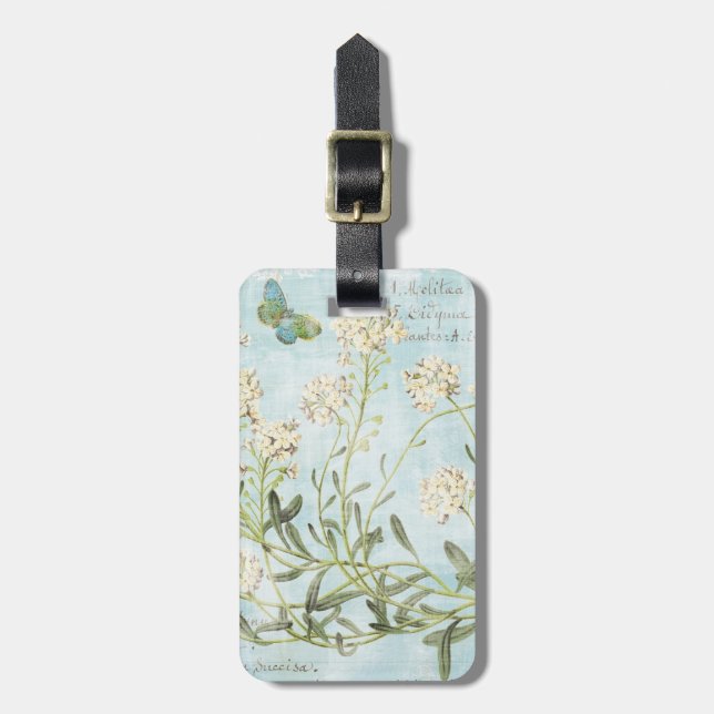 Blue Botanical Luggage Tag (Front Vertical)