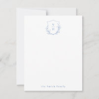 Blue botanical monogram personalized Stationery