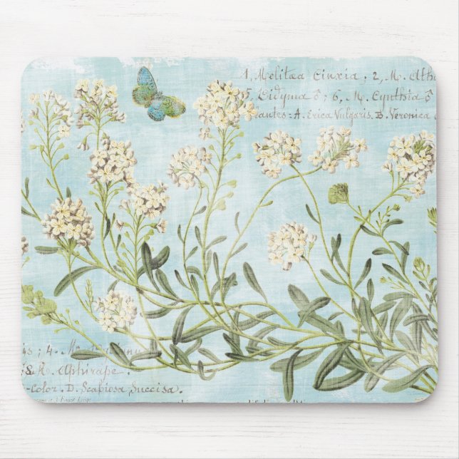 Blue Botanical Mouse Pad (Front)