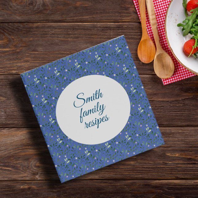 Blue botanical pattern recipe organizer binder (Creator Uploaded)