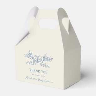 Blue Botanical Ribbon Baby Shower Favor Box