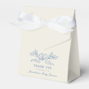 Blue Botanical Ribbon Baby Shower Favor Box