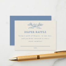 Blue Botanical Ribbon Diaper Raffle Baby Shower