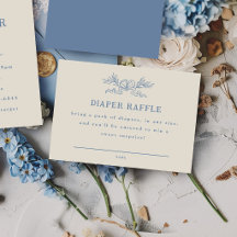 Blue Botanical Ribbon Diaper Raffle Baby Shower
