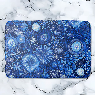 Blue Botanical Shibori Bath Mat