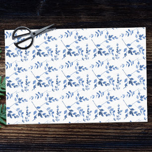 Blue Botanical Simple Pattern Decoupage Tissue Paper