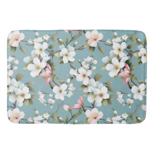 Blue Botanical Spring Dogwood Bath Mat