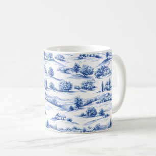 Blue Botanical Toile Pattern Coffee Mug