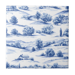 Blue Botanical Toile Pattern Tile