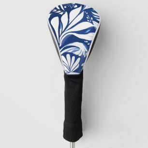 Blue Botanical Watercolor Floral Pattern Golf Head Cover