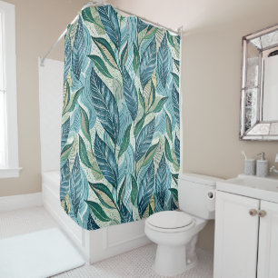 Blue Botanical Wave Modern Pattern